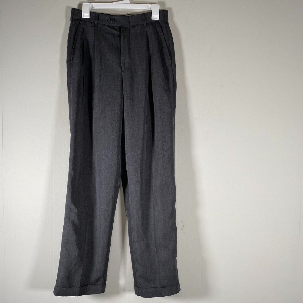 CHAPS Ralph Lauren Pleated Trouser Dress Pants Men's 30 x 32 High Rise Gray